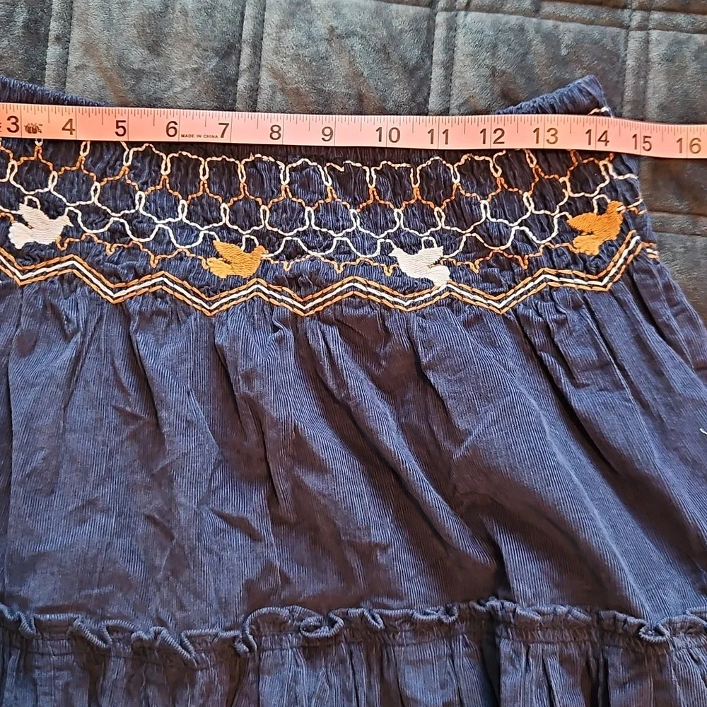 NWT! Free People Terra Smocked Maxi Skirt Set (M), Blue, Corduroy - Picture 14 of 16